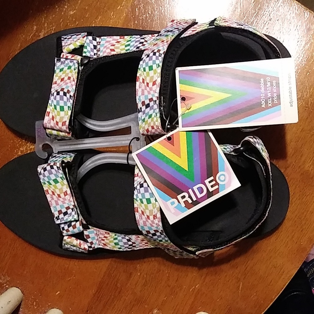 NWT Colorful Pride Sandals. Men's 10, Women's 12